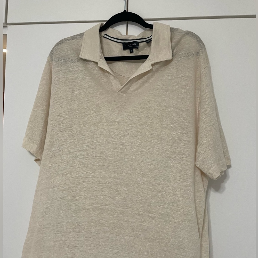 Ted Baker Cream Polo Shirt Classic Cotton Blend